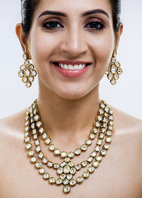 Hand Crafted Base Metal Alloy Gold Plated Kundan Stone Studded Jewellery Sets - Indian Silk House Agencies