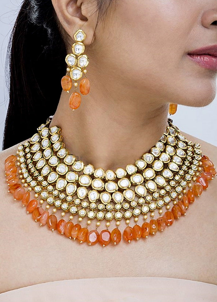 Hand Crafted Base Metal Alloy Gold Plated Kundan Stone Studded Jewellery Sets - Indian Silk House Agencies
