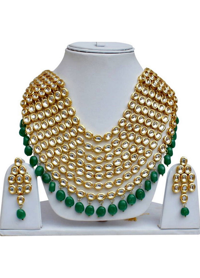 Hand Crafted Base Metal Alloy Gold Plated Kundan Stone Studded Jewellery Sets - Indian Silk House Agencies