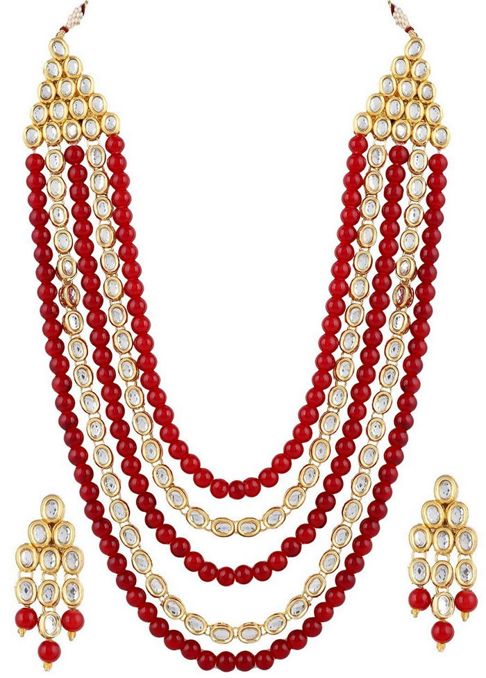 Hand Crafted Base Metal Alloy Gold Plated Kundan Stone Studded Jewellery Sets - Indian Silk House Agencies