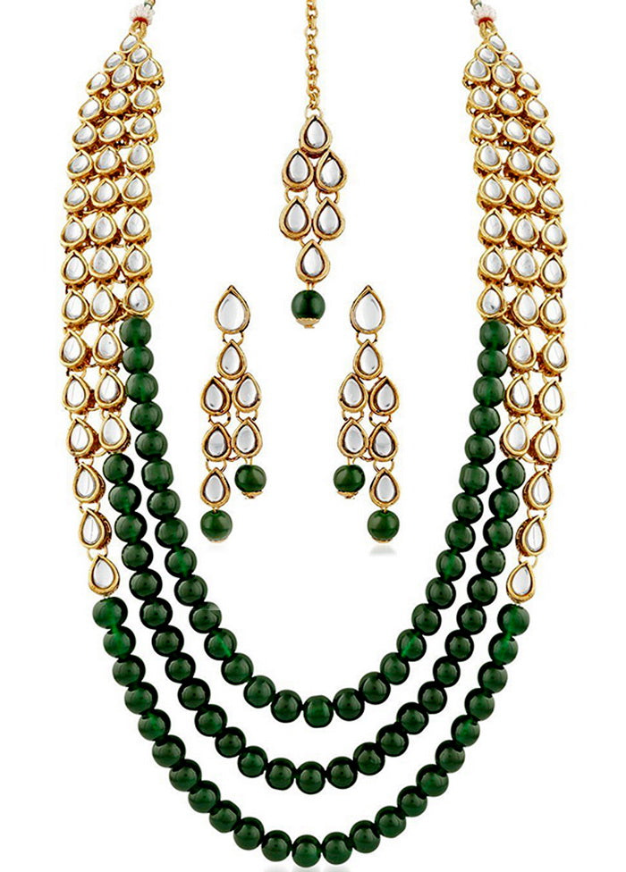 Hand Crafted Base Metal Alloy Gold Plated Kundan Stone Studded Jewellery Sets - Indian Silk House Agencies