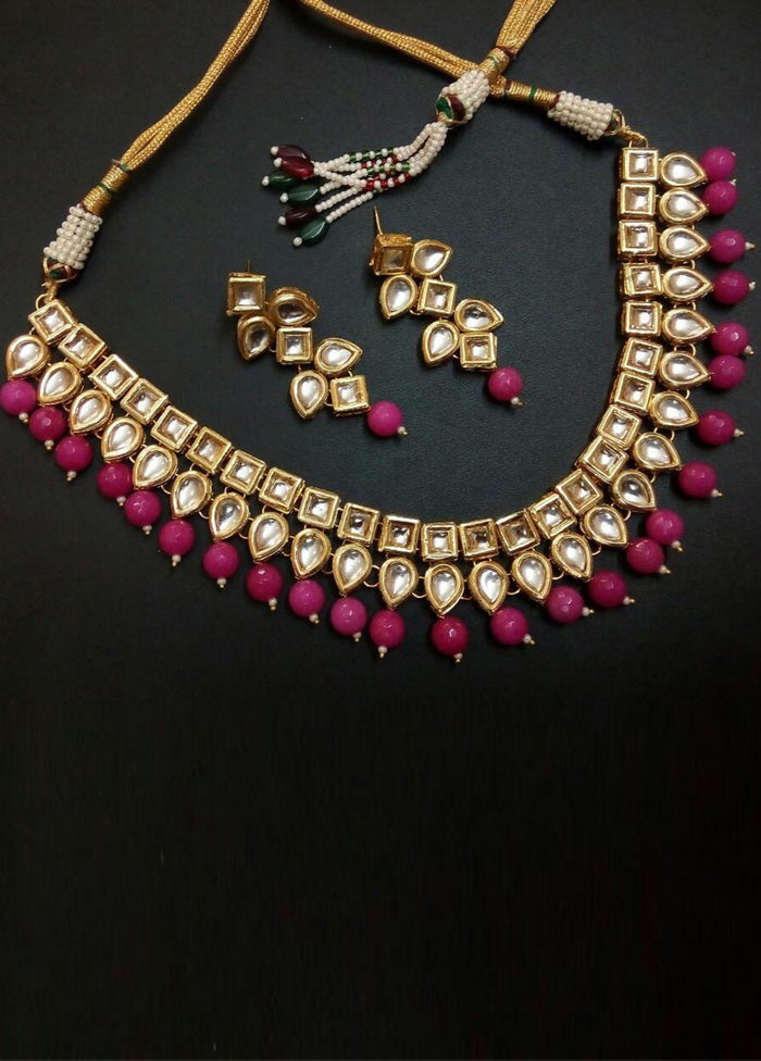 Hand Crafted Base Metal Alloy Gold Plated Kundan Stone Studded Jewellery Sets - Indian Silk House Agencies