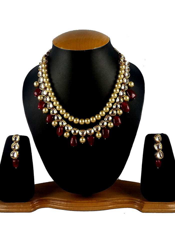 Hand Crafted Base Metal Alloy Gold Plated Kundan Stone Studded Jewellery Sets - Indian Silk House Agencies