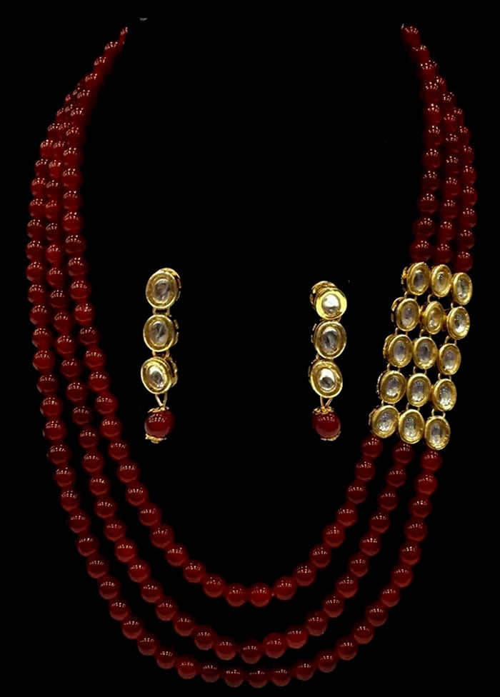 Hand Crafted Base Metal Alloy Gold Plated Kundan Stone Studded Jewellery Sets - Indian Silk House Agencies