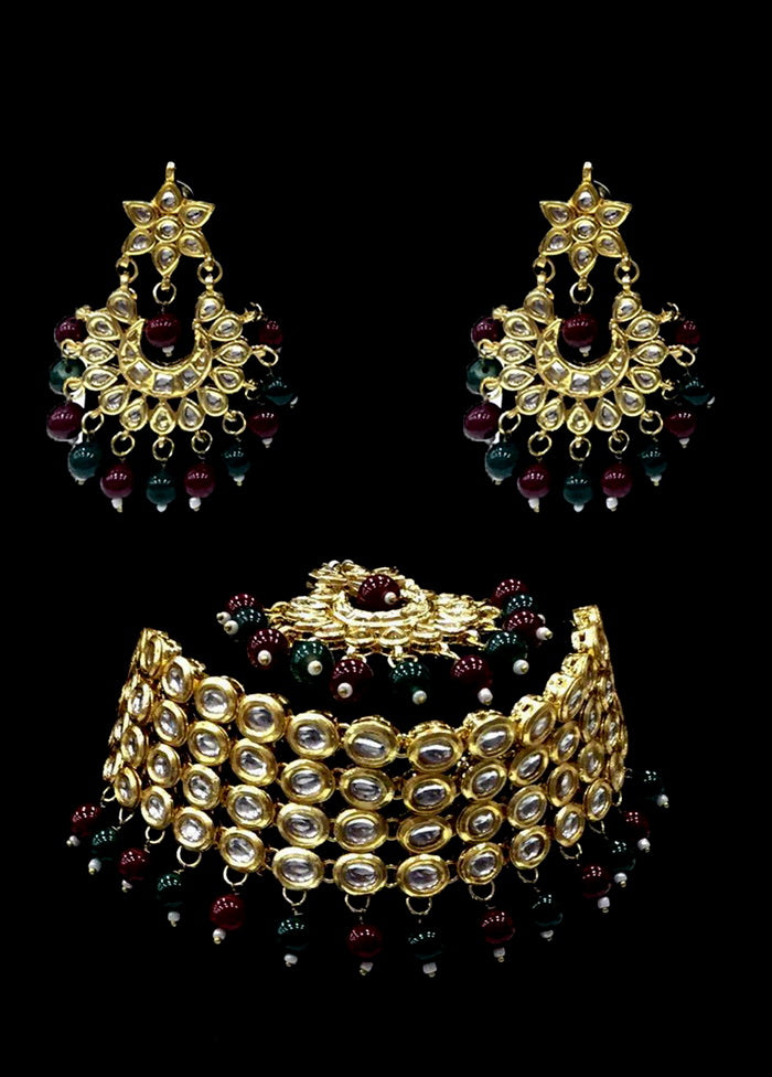 Hand Crafted Base Metal Alloy Gold Plated Kundan Stone Studded Jewellery Sets - Indian Silk House Agencies