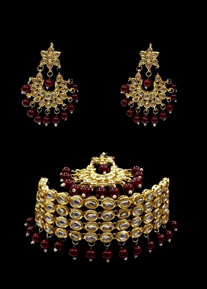 Hand Crafted Base Metal Alloy Gold Plated Kundan Stone Studded Jewellery Sets - Indian Silk House Agencies