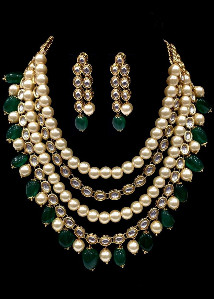 Hand Crafted Base Metal Alloy Gold Plated Kundan Stone Studded Jewellery Sets - Indian Silk House Agencies