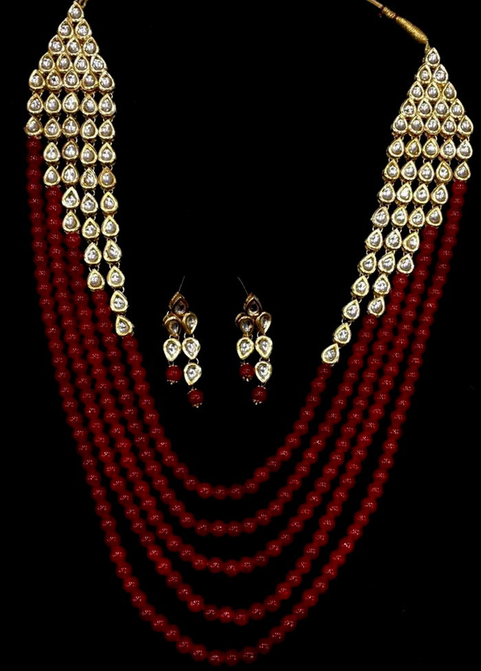 Hand Crafted Base Metal Alloy Gold Plated Kundan Stone Studded Jewellery Sets - Indian Silk House Agencies