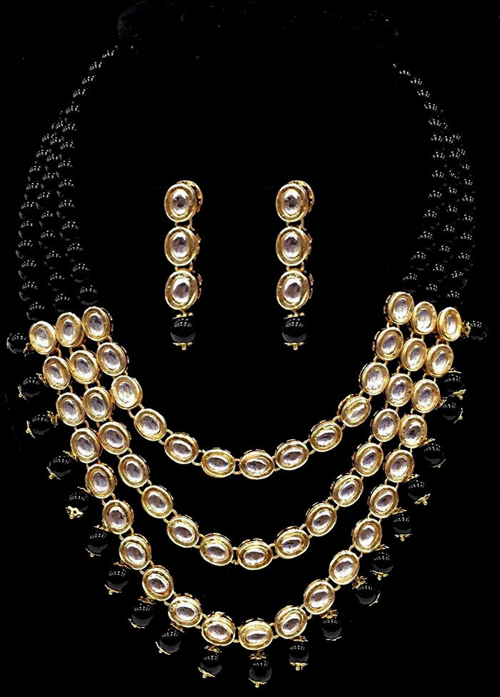 Hand Crafted Base Metal Alloy Gold Plated Kundan Stone Studded Jewellery Sets - Indian Silk House Agencies