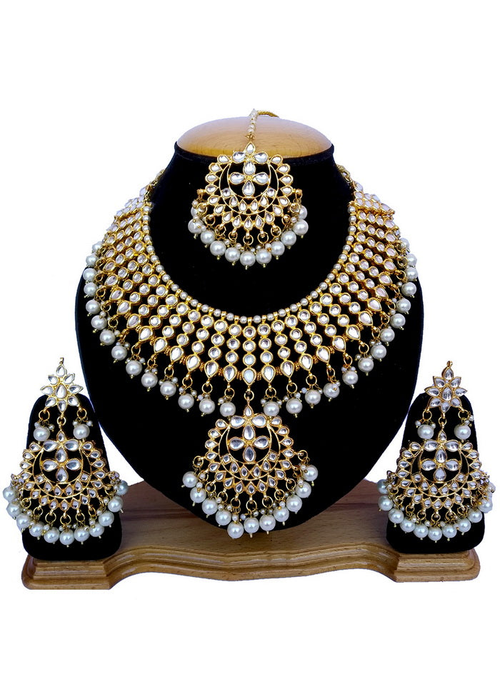 Hand Crafted Base Metal Alloy Gold Plated Kundan Stone Studded Jewellery Sets - Indian Silk House Agencies