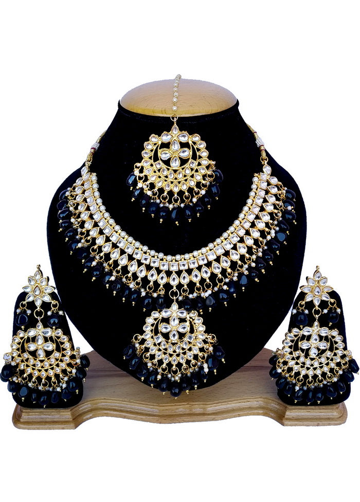 Hand Crafted Base Metal Alloy Gold Plated Kundan Stone Studded Jewellery Sets - Indian Silk House Agencies