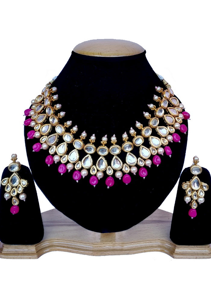 Hand Crafted Base Metal Alloy Gold Plated Kundan Stone Studded Jewellery Sets - Indian Silk House Agencies