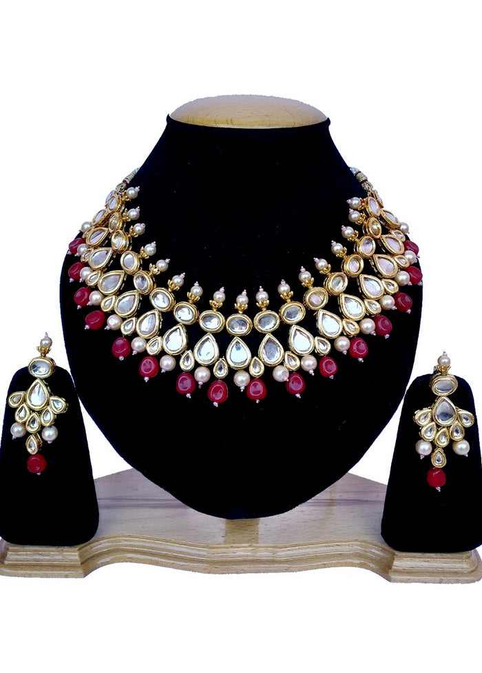 Hand Crafted Base Metal Alloy Gold Plated Kundan Stone Studded Jewellery Sets - Indian Silk House Agencies