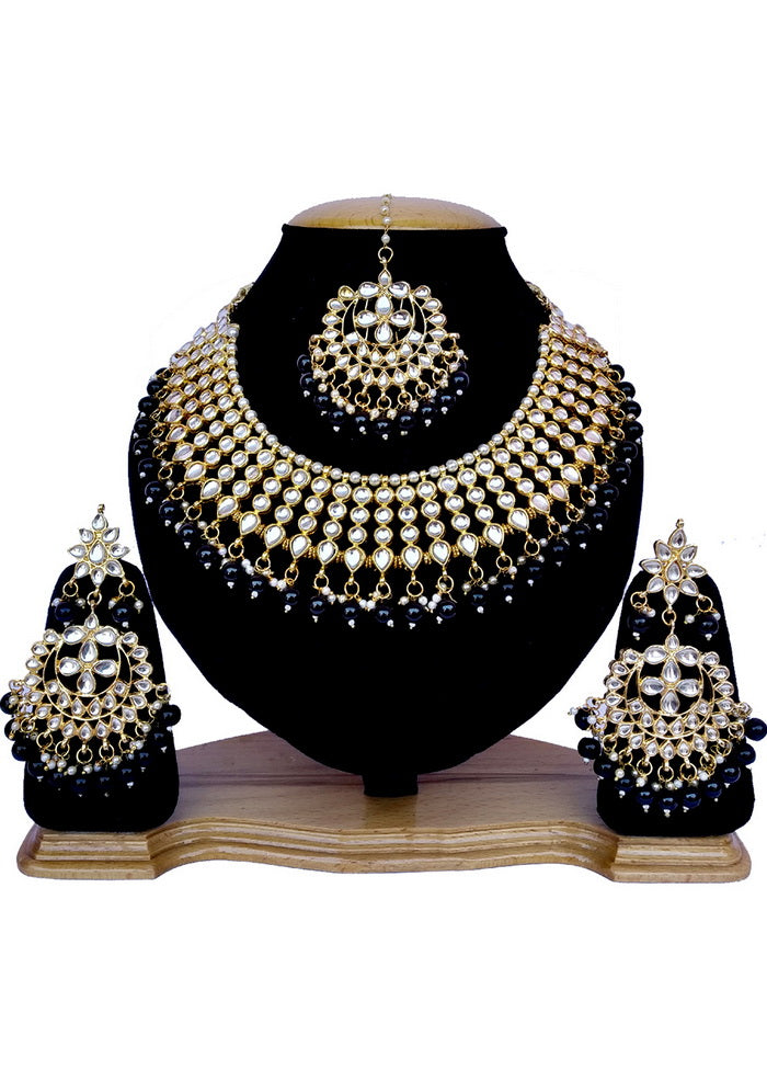 Hand Crafted Base Metal Alloy Gold Plated Kundan Stone Studded Jewellery Sets - Indian Silk House Agencies