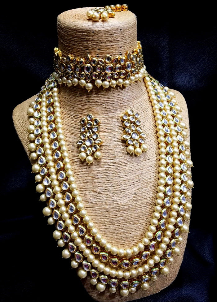 Hand Crafted Base Metal Alloy Gold Plated Kundan Stone Studded Jewellery Sets - Indian Silk House Agencies