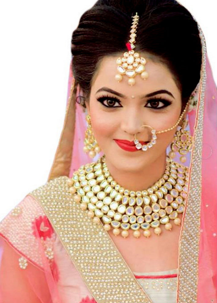 Hand Crafted Base Metal Alloy Gold Plated Kundan Stone Studded Jewellery Sets - Indian Silk House Agencies