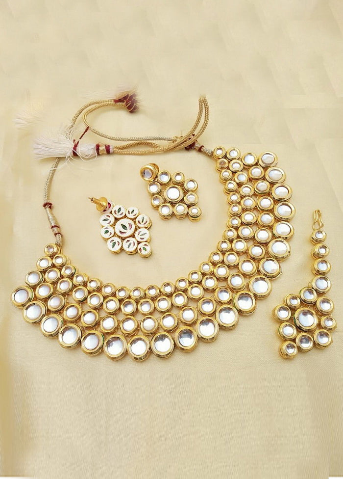 Hand Crafted Base Metal Alloy Gold Plated Kundan Stone Studded Jewellery Sets - Indian Silk House Agencies
