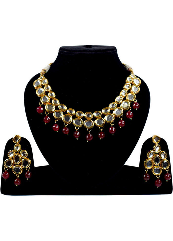 Hand Crafted Base Metal Alloy Gold Plated Kundan Stone Studded Jewellery Sets - Indian Silk House Agencies