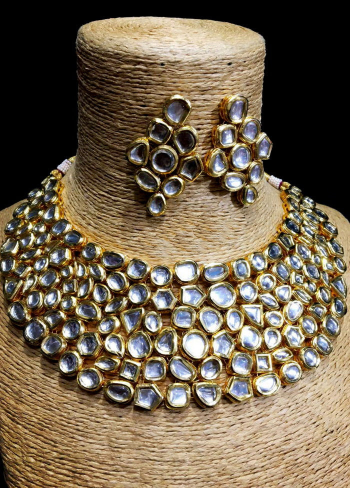 Hand Crafted Base Metal Alloy Gold Plated Kundan Stone Studded Jewellery Sets - Indian Silk House Agencies