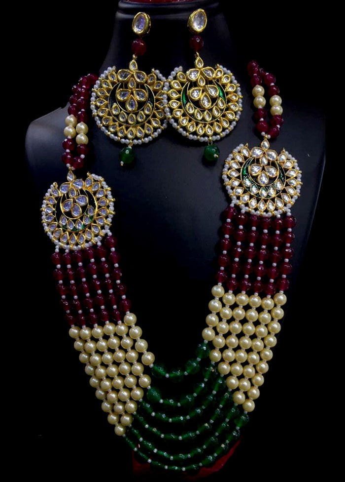 Hand Crafted Base Metal Alloy Gold Plated Kundan Stone Studded Jewellery Sets - Indian Silk House Agencies
