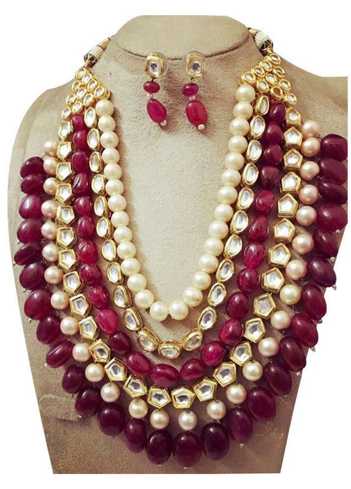 Hand Crafted Base Metal Alloy Gold Plated Kundan Stone Studded Jewellery Sets - Indian Silk House Agencies