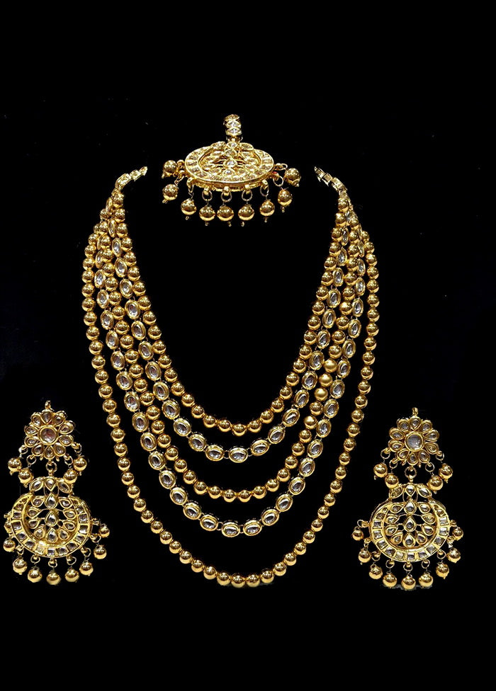 Hand Crafted Base Metal Alloy Gold Plated Kundan Stone Studded Jewellery Sets - Indian Silk House Agencies