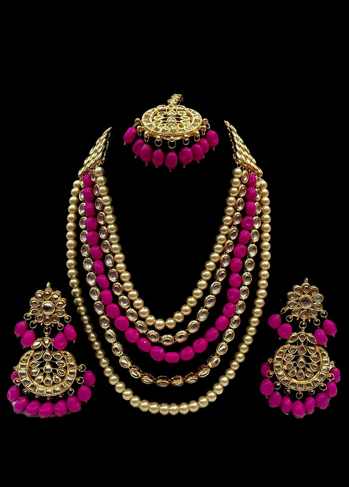 Hand Crafted Base Metal Alloy Gold Plated Kundan Stone Studded Jewellery Sets - Indian Silk House Agencies
