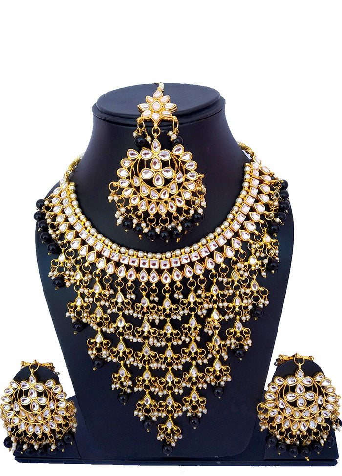 Hand Crafted Base Metal Alloy Gold Plated Kundan Stone Studded Jewellery Sets - Indian Silk House Agencies
