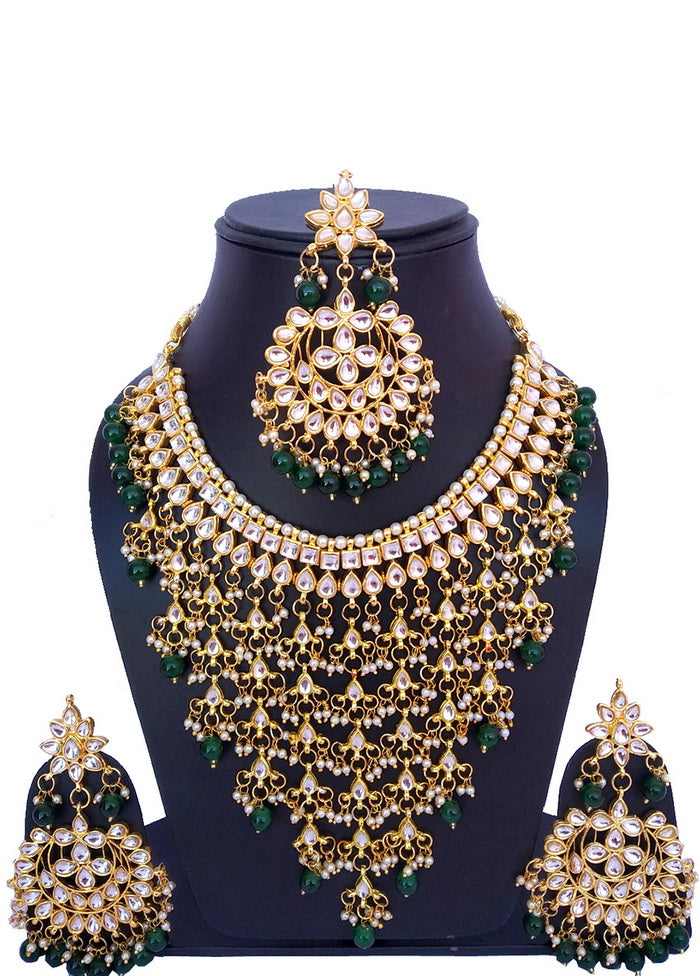 Hand Crafted Base Metal Alloy Gold Plated Kundan Stone Studded Jewellery Sets - Indian Silk House Agencies
