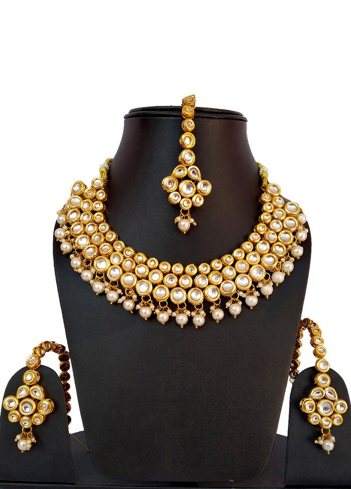 Hand Crafted Base Metal Alloy Gold Plated Kundan Stone Studded Jewellery Sets - Indian Silk House Agencies