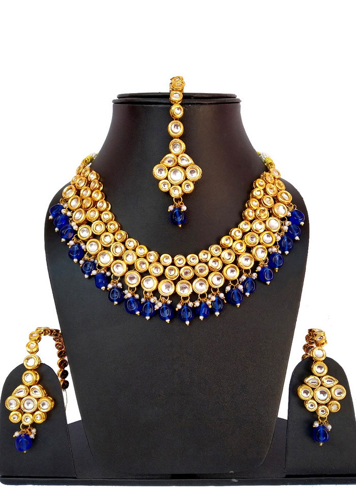 Hand Crafted Base Metal Alloy Gold Plated Kundan Stone Studded Jewellery Sets - Indian Silk House Agencies