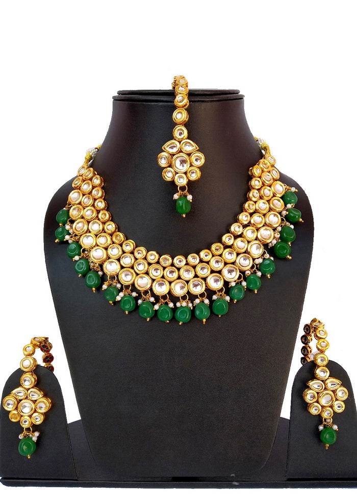 Hand Crafted Base Metal Alloy Gold Plated Kundan Stone Studded Jewellery Sets - Indian Silk House Agencies