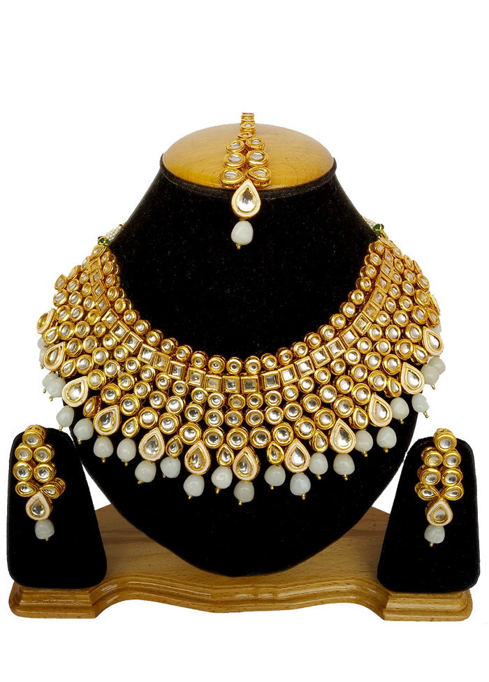 Hand Crafted Base Metal Alloy Gold Plated Kundan Stone Studded Jewellery Sets - Indian Silk House Agencies
