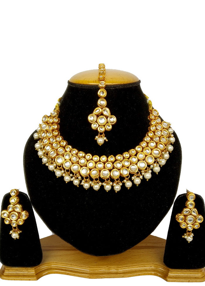 Hand Crafted Base Metal Alloy Gold Plated Kundan Stone Studded Jewellery Sets - Indian Silk House Agencies