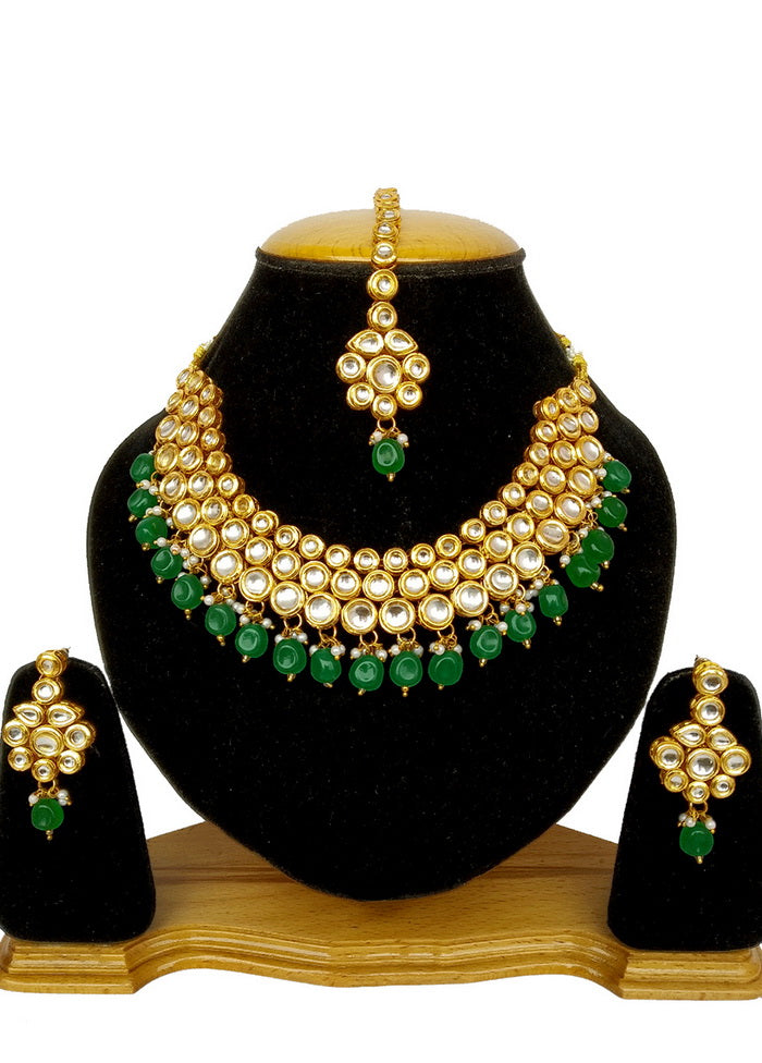 Hand Crafted Base Metal Alloy Gold Plated Kundan Stone Studded Jewellery Sets - Indian Silk House Agencies
