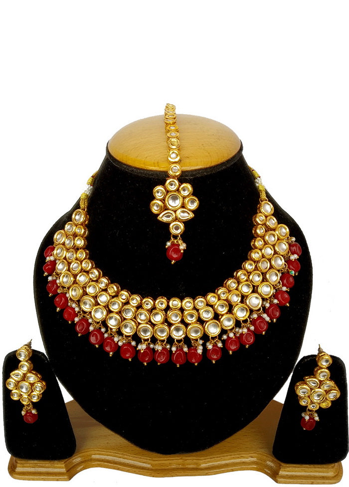 Hand Crafted Base Metal Alloy Gold Plated Kundan Stone Studded Jewellery Sets - Indian Silk House Agencies
