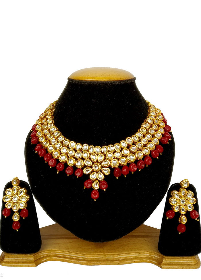 Hand Crafted Base Metal Alloy Gold Plated Kundan Stone Studded Jewellery Sets - Indian Silk House Agencies