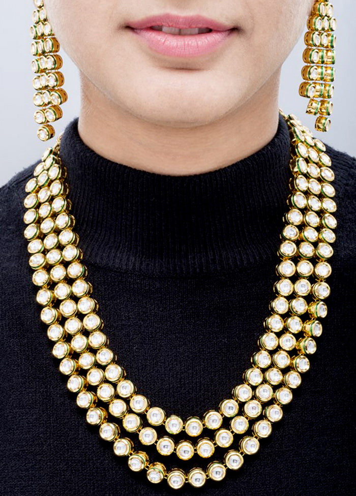 Hand Crafted Base Metal Alloy Gold Plated Kundan Stone Studded Jewellery Sets - Indian Silk House Agencies