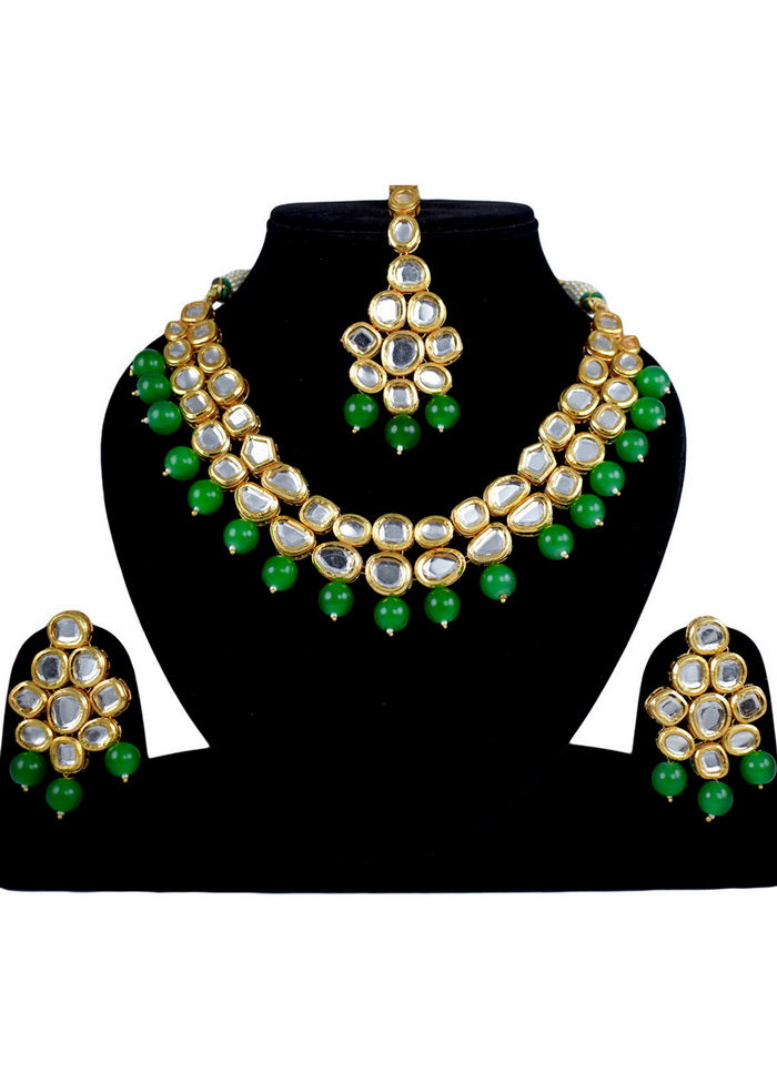 Hand Crafted Base Metal Alloy Gold Plated Kundan Stone Studded Jewellery Sets - Indian Silk House Agencies