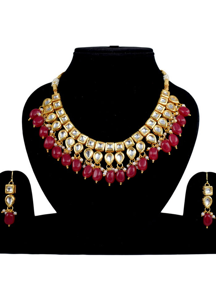 Hand Crafted Base Metal Alloy Gold Plated Kundan Stone Studded Jewellery Sets - Indian Silk House Agencies