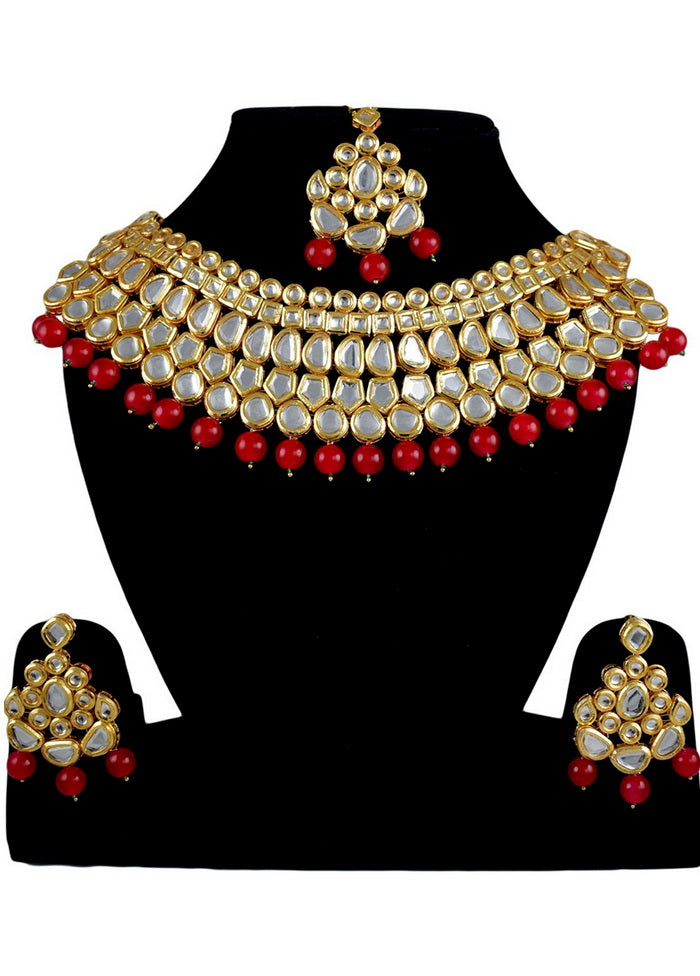 Hand Crafted Base Metal Alloy Gold Plated Kundan Stone Studded Jewellery Sets - Indian Silk House Agencies