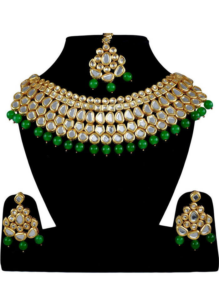 Hand Crafted Base Metal Alloy Gold Plated Kundan Stone Studded Jewellery Sets - Indian Silk House Agencies
