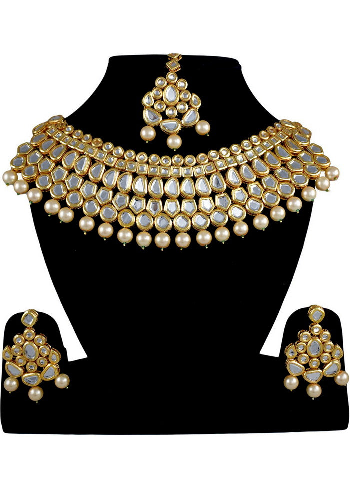 Hand Crafted Base Metal Alloy Gold Plated Kundan Stone Studded Jewellery Sets - Indian Silk House Agencies