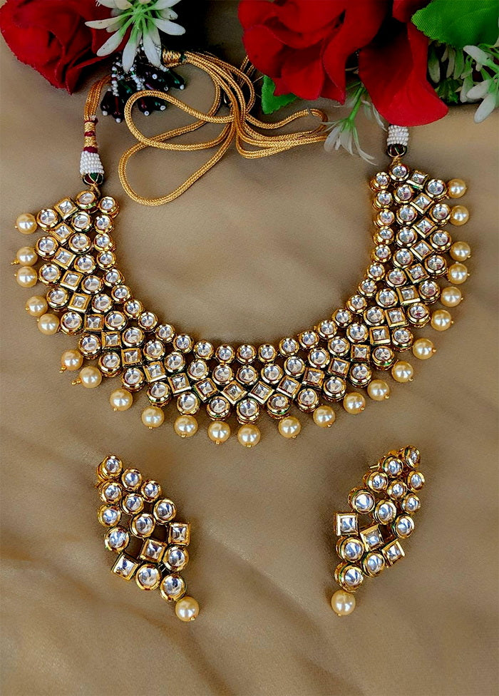 Hand Crafted Base Metal Alloy Gold Plated Kundan Stone Studded Jewellery Sets - Indian Silk House Agencies