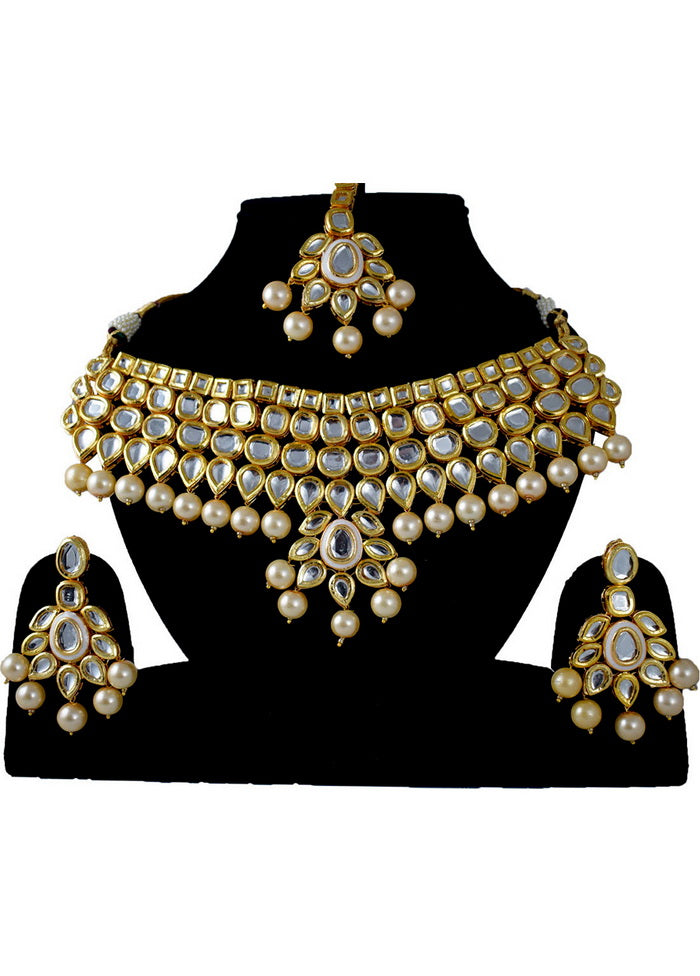 Hand Crafted Base Metal Alloy Gold Plated Kundan Stone Studded Jewellery Sets - Indian Silk House Agencies