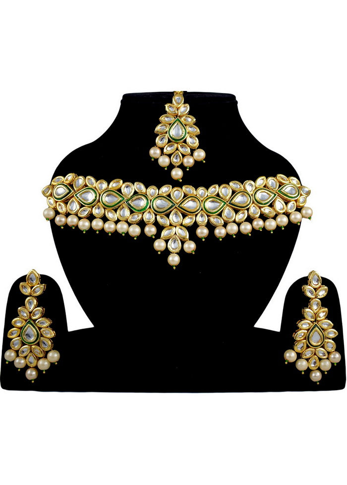 Hand Crafted Base Metal Alloy Gold Plated Kundan Stone Studded Jewellery Sets - Indian Silk House Agencies