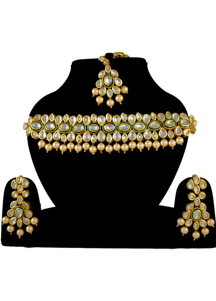 Hand Crafted Base Metal Alloy Gold Plated Kundan Stone Studded Jewellery Sets - Indian Silk House Agencies