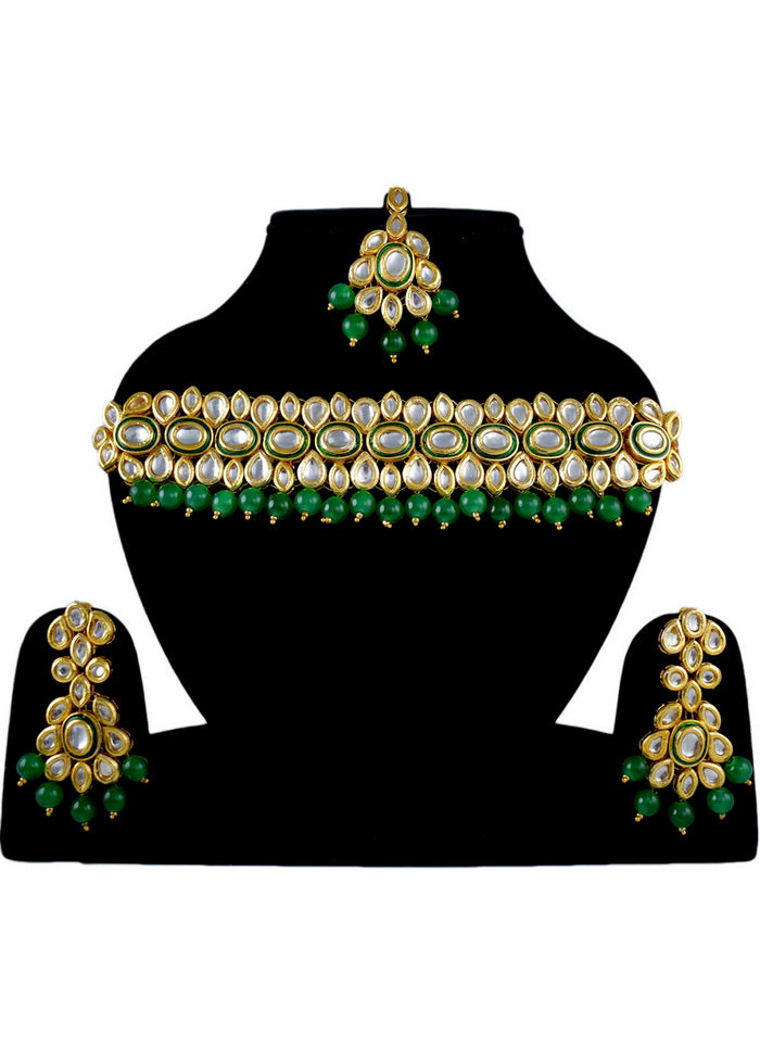 Hand Crafted Base Metal Alloy Gold Plated Kundan Stone Studded Jewellery Sets - Indian Silk House Agencies