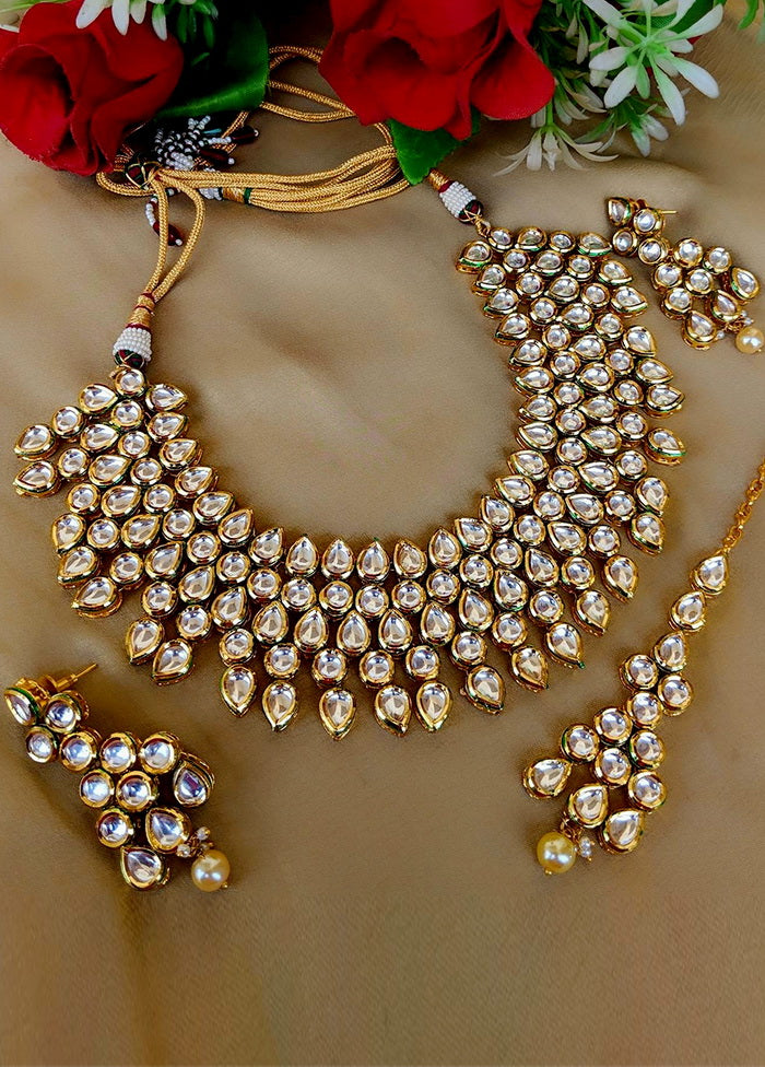 Hand Crafted Base Metal Alloy Gold Plated Kundan Stone Studded Jewellery Sets - Indian Silk House Agencies