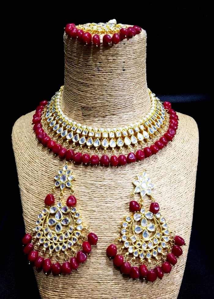 Hand Crafted Base Metal Alloy Gold Plated Kundan Stone Studded Jewellery Sets - Indian Silk House Agencies